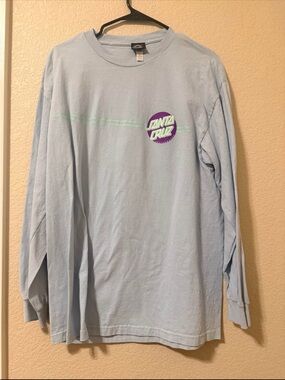 Santa Cruz Light Blue Crewneck Tee with Black Logo Tag